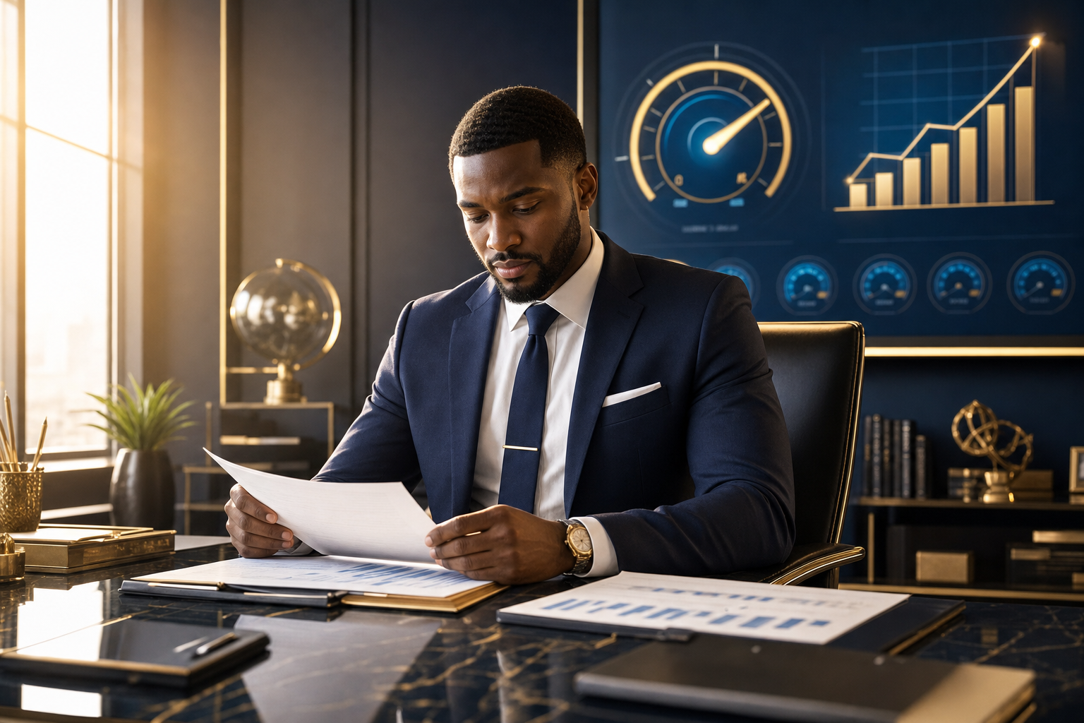 Credit repair expert reviewing financial documents